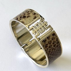 Shanghai Tang Snake Skin Effect Wide Hinged Cuff Bangle Bracelet