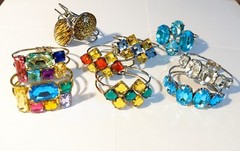 Geo Bangle Colorful Open front Geo Blue White Animal Print Bangle Bracelet 6 pc