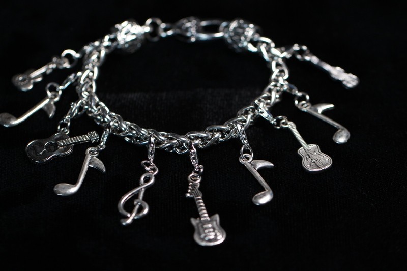 Music Musician Themed Charm Bracelet Silver Pewter Charms 8" Interchangeable gallery