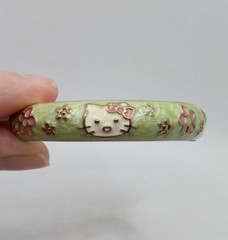 Hello Kitty Enamel Hinged Bracelet Small 5.75″ Kid Size Green Pink White