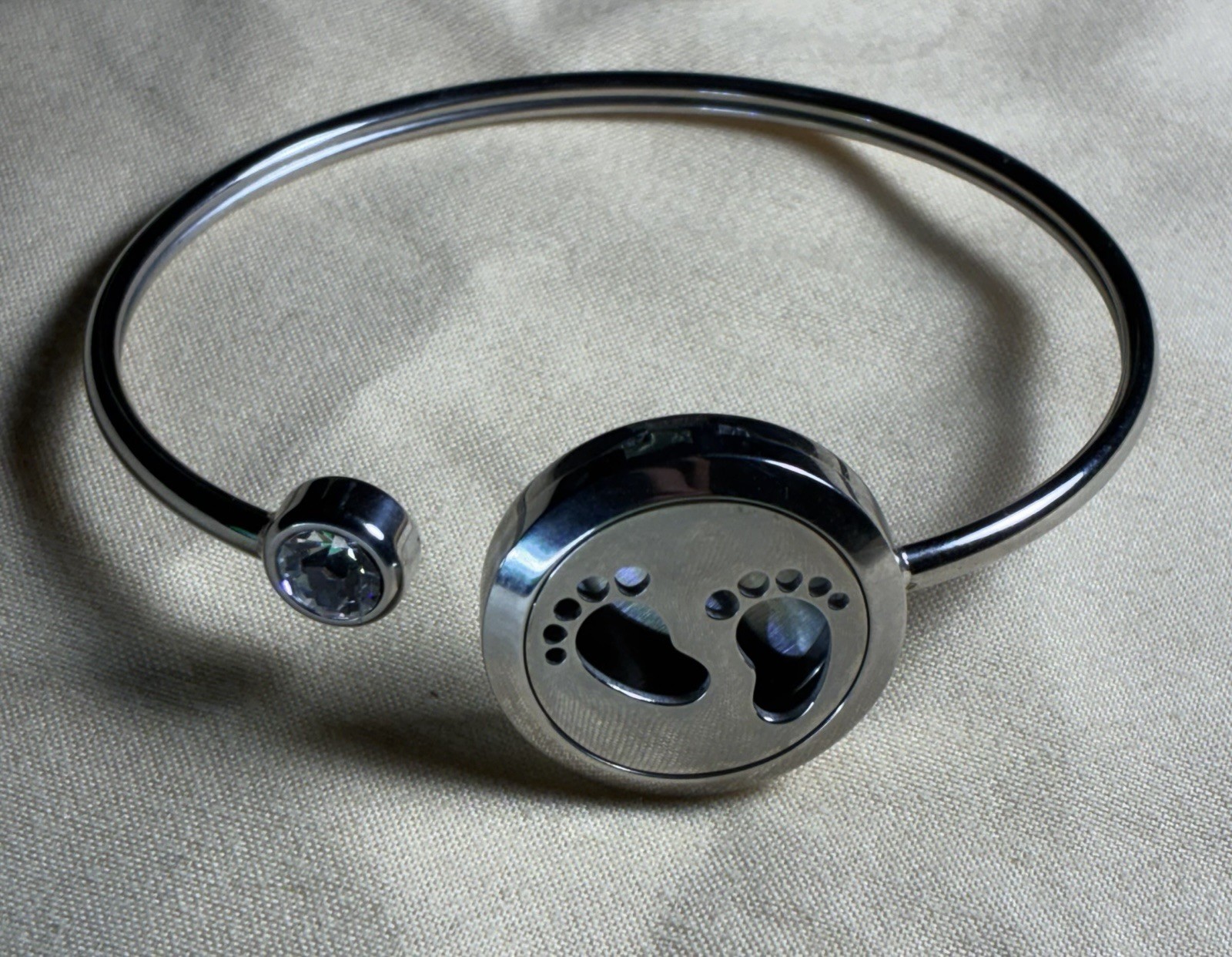 Stainless Steel Aromatherapy Open Cuff Bangle Chrystal Charm gallery