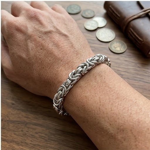 Heavy Weave Link Bracelet for Men Chunky Chain Wrist Accessory 1PC