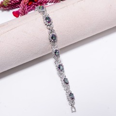 Rainbow Mystic Fire Topaz, CZ 925 Sterling Silver Tennis Bracelet B129027