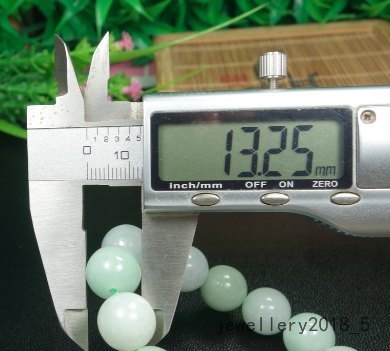 Certified Light Green Burma 100% Natural A Jadeite jade 13.2mm Beads Bracelet 手链 gallery