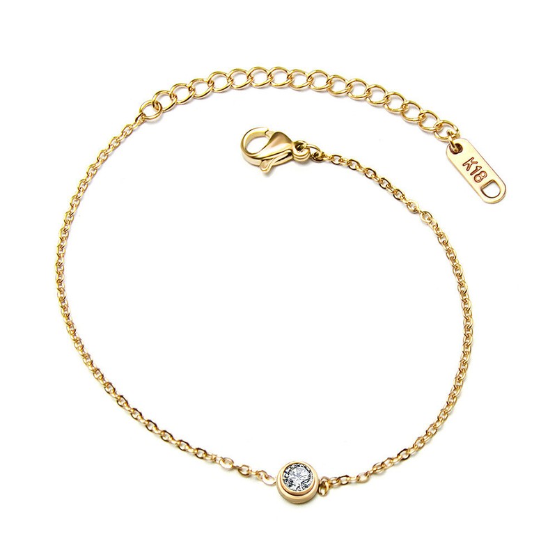 Women 8" Stainless Steel 18K Rose Gold Silver CZ Adjust Bracelet Chain Gift P12 gallery