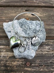 Stainless Steel Peace/Choose Happiness Adjustable Charm Bracelet.