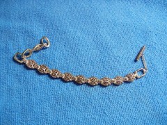 Vintage Filigree Silver Tone Link Bracelet Adjustable 7 to 9 “