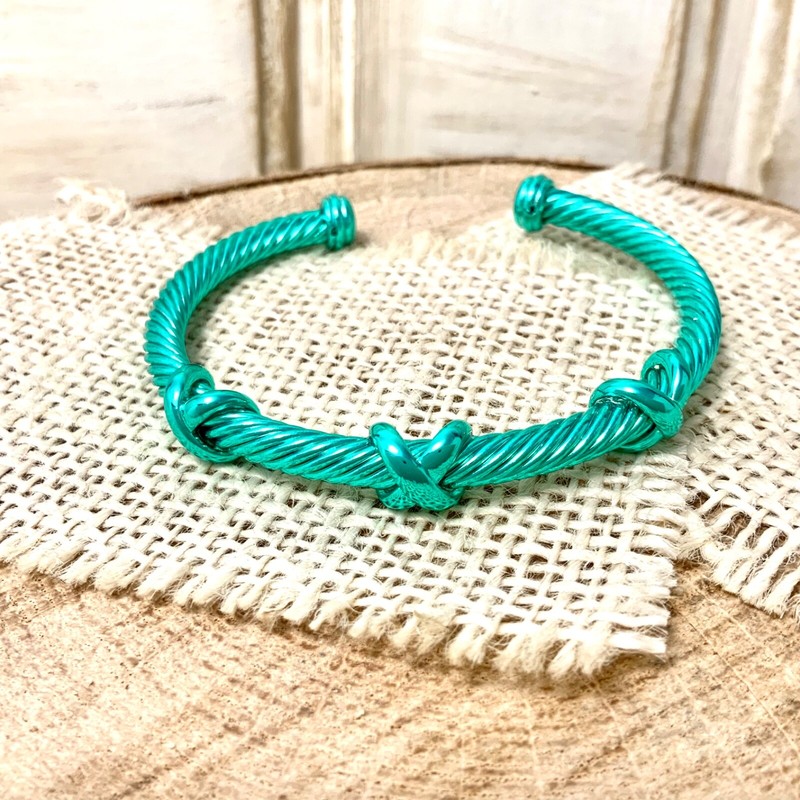 New trendy aluminum color renaissance Cable(5mm)triple x Cuff Stackable Bracelet gallery