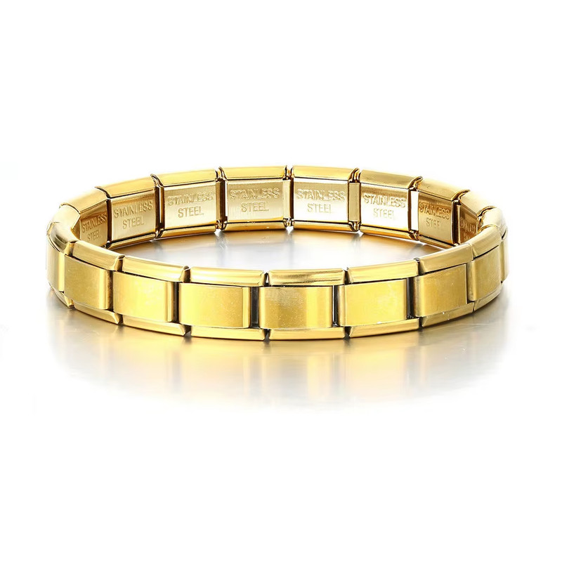 Stainless Steel Italian Link Bracelet Stretch Metal for Men Women US gallery
