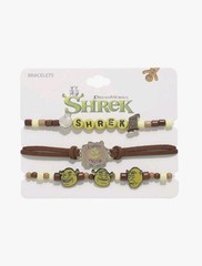 DreamWorks Shrek Faces Bead & Corded Bracelet Set Onion & Door Charm Letters New