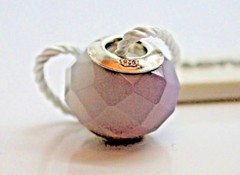.925 STERLING SILVER EUROPEAN PERSONA CHARM LIGHT PURPLE AGATE SHIMMERING B34