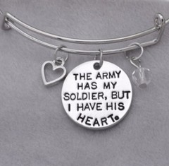 Army Has My Soldier But I Have His Heart Adjustable Bangle Bracelet Son Husband