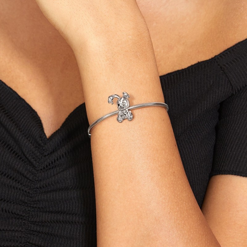 925 Sterling Silver Bunny Voodoo Doll Rabbit Ragdoll Bracelet Charm Bead Punk gallery
