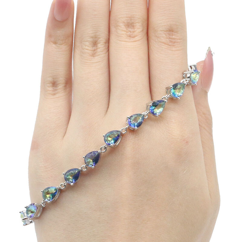 Buy 2 Get 1 Free 10g Fire Rainbow Topaz For Women Engagement Silver Bracelet gallery