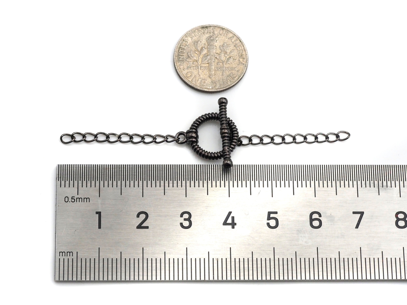 1/2 Set Textured Toggle Clasp with Extension chain, 12mm - sku#Y290 gallery