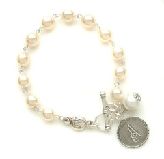 John Wind Mini Sorority Gal Bracelet Silver Coin Pearl Initial Charm Maximal Art