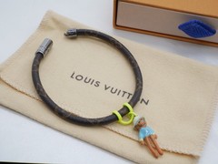 Auth Louis Vuitton Bracelet Hang It Mascot MP286E Jaune PVC Brown Accessories