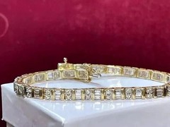 9 Ct Baguette Cut Simulated Diamond Fancy Tennis Bracelet 14k Yellow Gold Plated