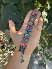 7-8″ Adjustable Crystal & Bead Mosaic FIREFLY Bracelet Stunning Color and Shine