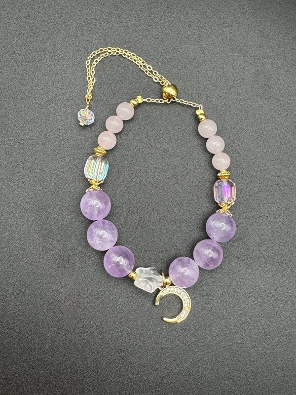 Handcrafted Rose Quartz Lavender Amethyst Pendant gallery