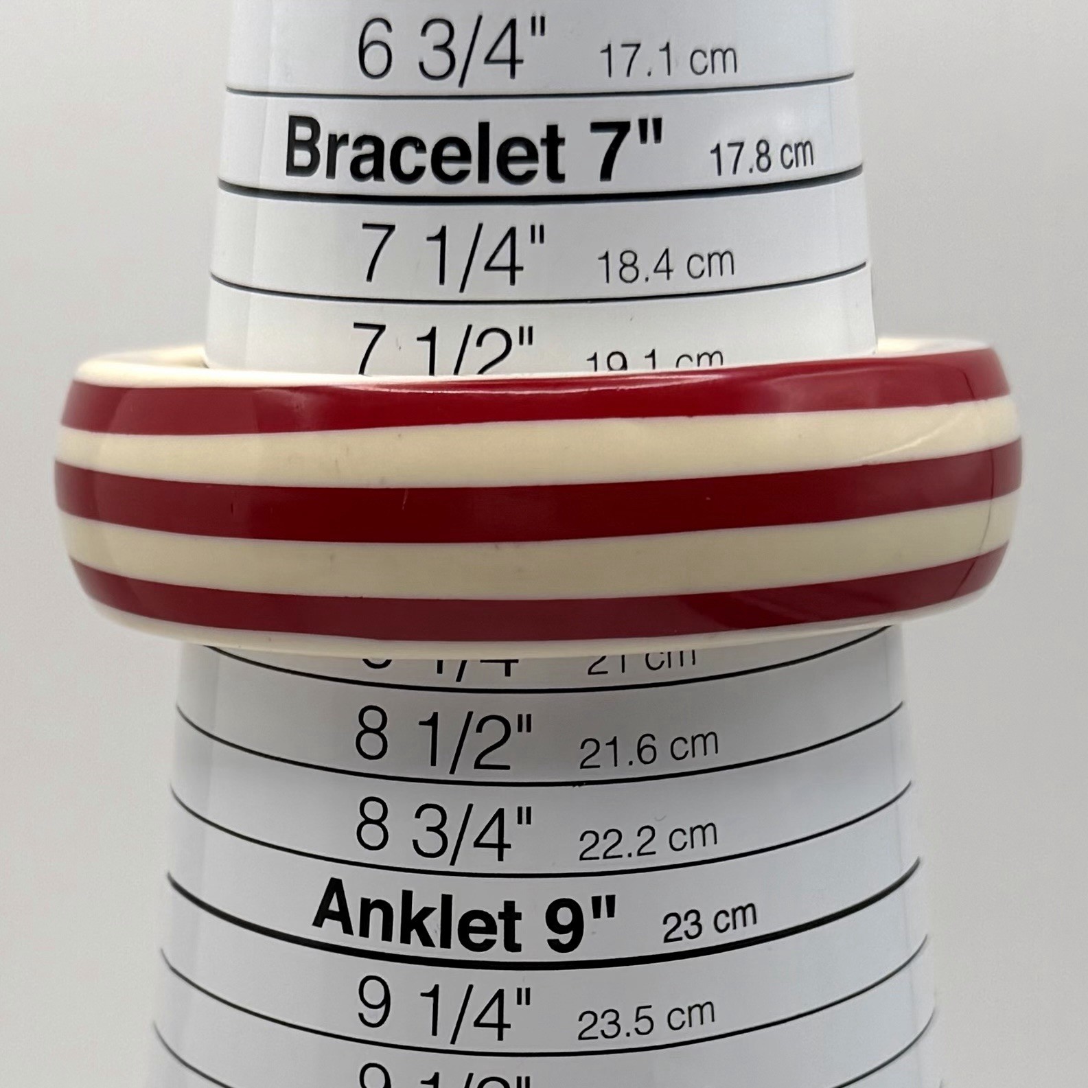 Vintage Red White Striped Lucite Bangle Bracelet Mid Century Statement Nautical gallery