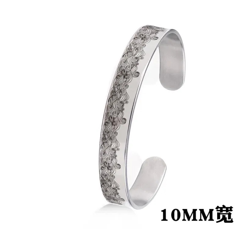 New Classic Simple Men Bracelet Open Adjustable Glossy Stainless Steel Bracelet gallery