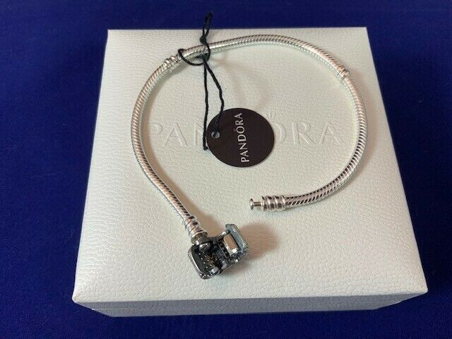 NWOT Pandora Sterling Silver Signature Pave Clasp Bracelet 7.9"/20cm gallery