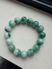 Burma jadeite bracelet 14m type A green flower Burmese jade 翡翠缅绿