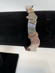 Handmade Hammered Silver And Brass Metal Bangle bracelet Artisan Jewelry