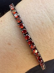 3mm Deep Red CZ Tennis Bracelet Real Iced 925 Sterling Silver Mens Ladies 6-8.5″