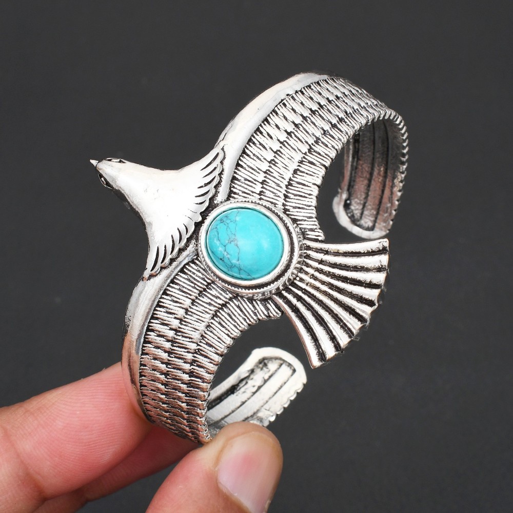 Turquoise Gemstone Ethnic Handmade Adjustable Bangle Jewelry For Women TC-007