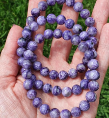8mm Charoite Healing Bracelet Purple Stretch Healing Crystal Reiki Mothers Gift
