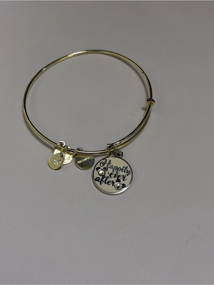 Silver tone 'Happily Ever After' Charm Bangle Bracelet