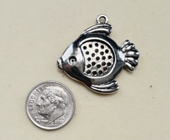 Lot Of 6 Fish Sand Toy Pewter Charms Custom Made, Lead Free Nickel Free, USA