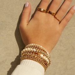 Luxury Stacking Boho 14K Gold Filled Beads Beaded Bracelets For Women Girl Gift