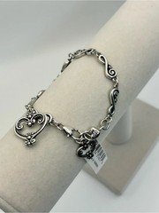 Brighton Palazzo Heart Bracelet 8″ Silver Plated J35822 Clear Crystals on Charm