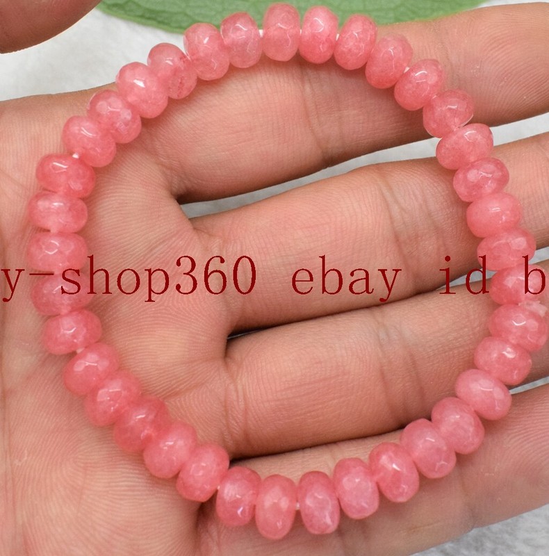 Fashion Hot 5x8mm Faceted Pink Rhodochrosite Gemstone Beads Bracelet 7.5'' AAA gallery
