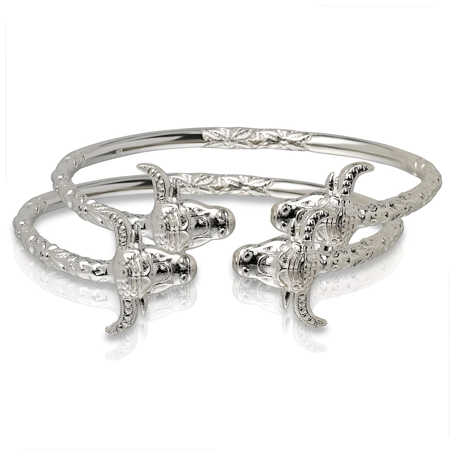 Better Jewelry Bull Ends .925 Sterling Silver West Indian Bangles gallery
