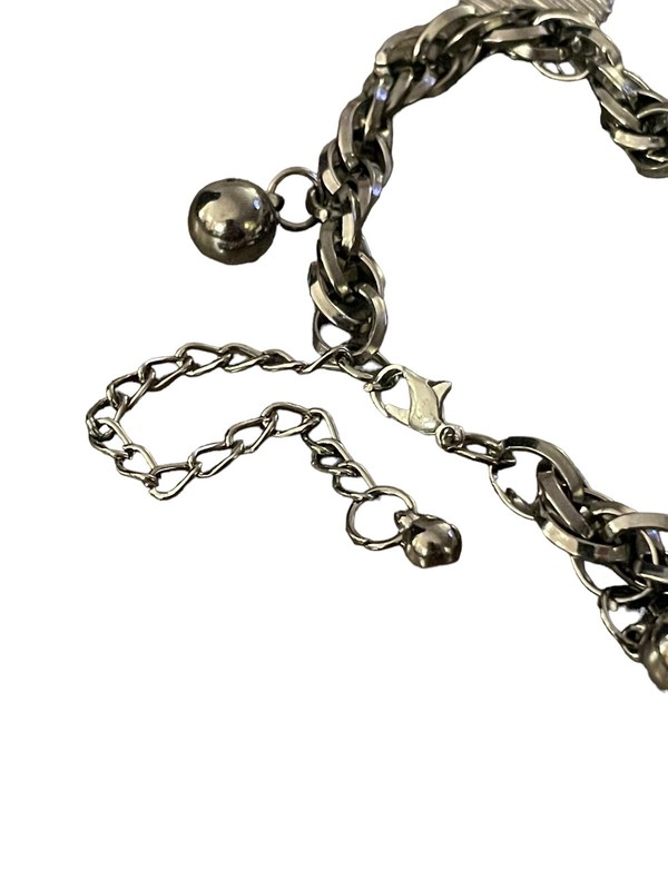 Silver Tone Heart Orb Dangle Charm Wrist Or Ankle Bracelet Contemporary Textured gallery