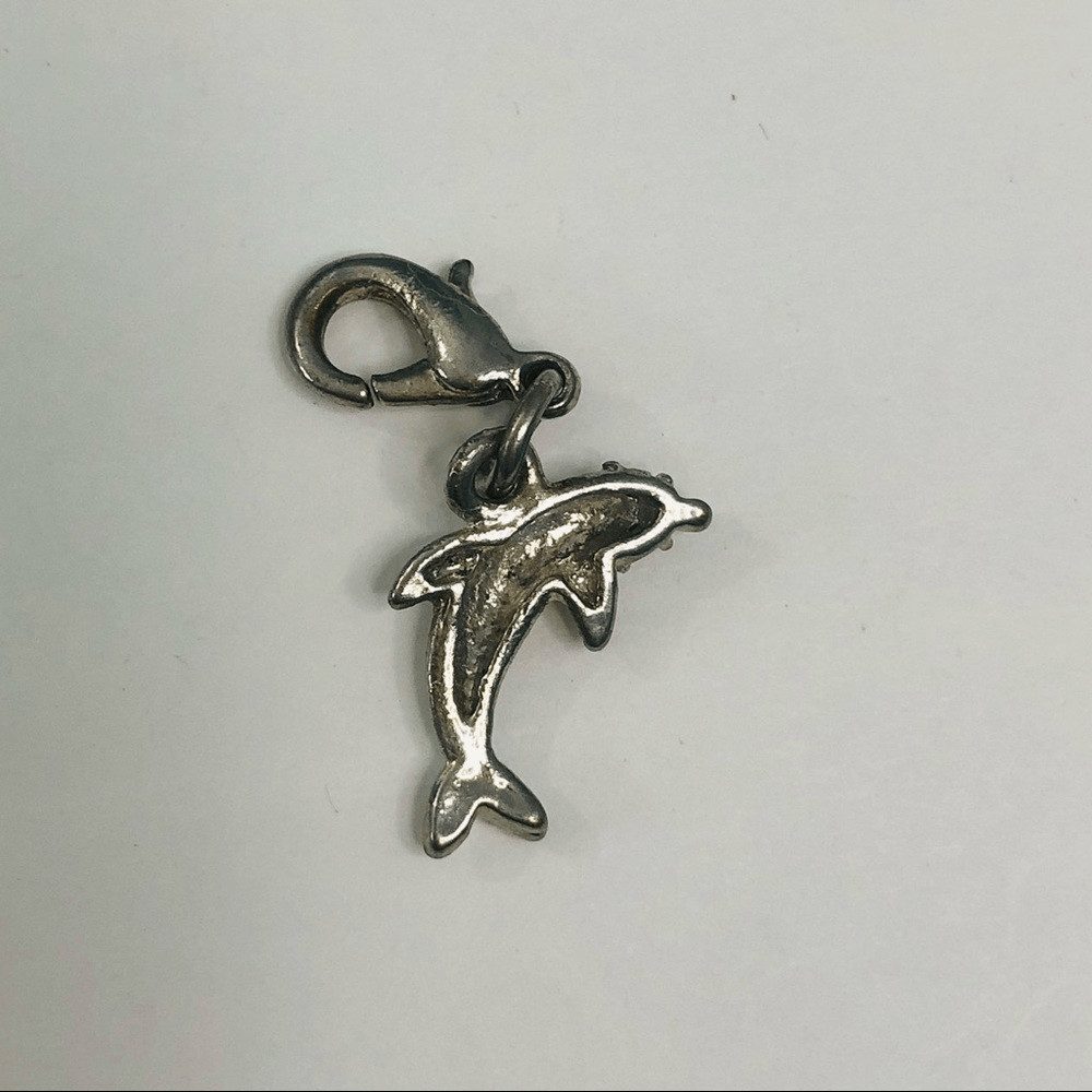 dolphin charm silver tone lobster claw closure dangle charm summer beach gallery