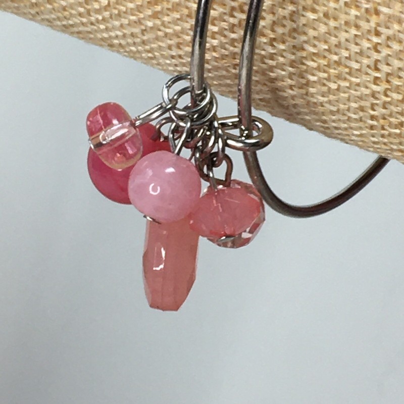 Adjustable Silver Tone Pink Charm Drops Cuff Bracelet / Bangle Bracelet gallery