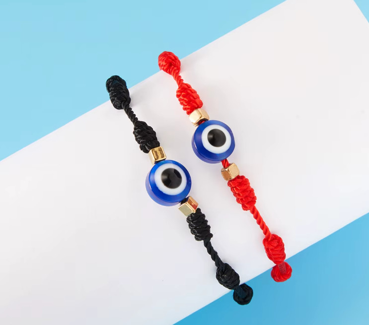 (Set of 2) Evil Eye Bracelets Adjustable Red Rope String Protection Lucky Charm gallery