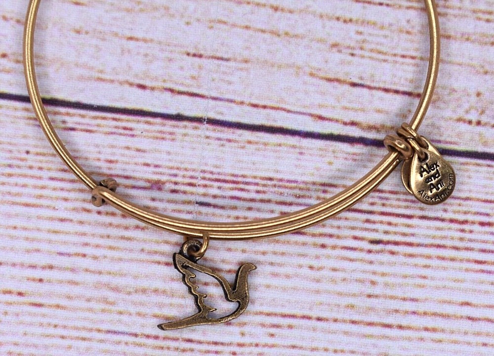 Alex and Ani Sacred Dove Charm Gold Bracelet
