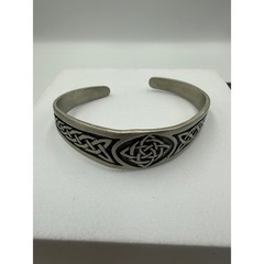 Celtic Knot Cuff Bracelet Silver Tone Viking Norse Eternal Knot Bangle