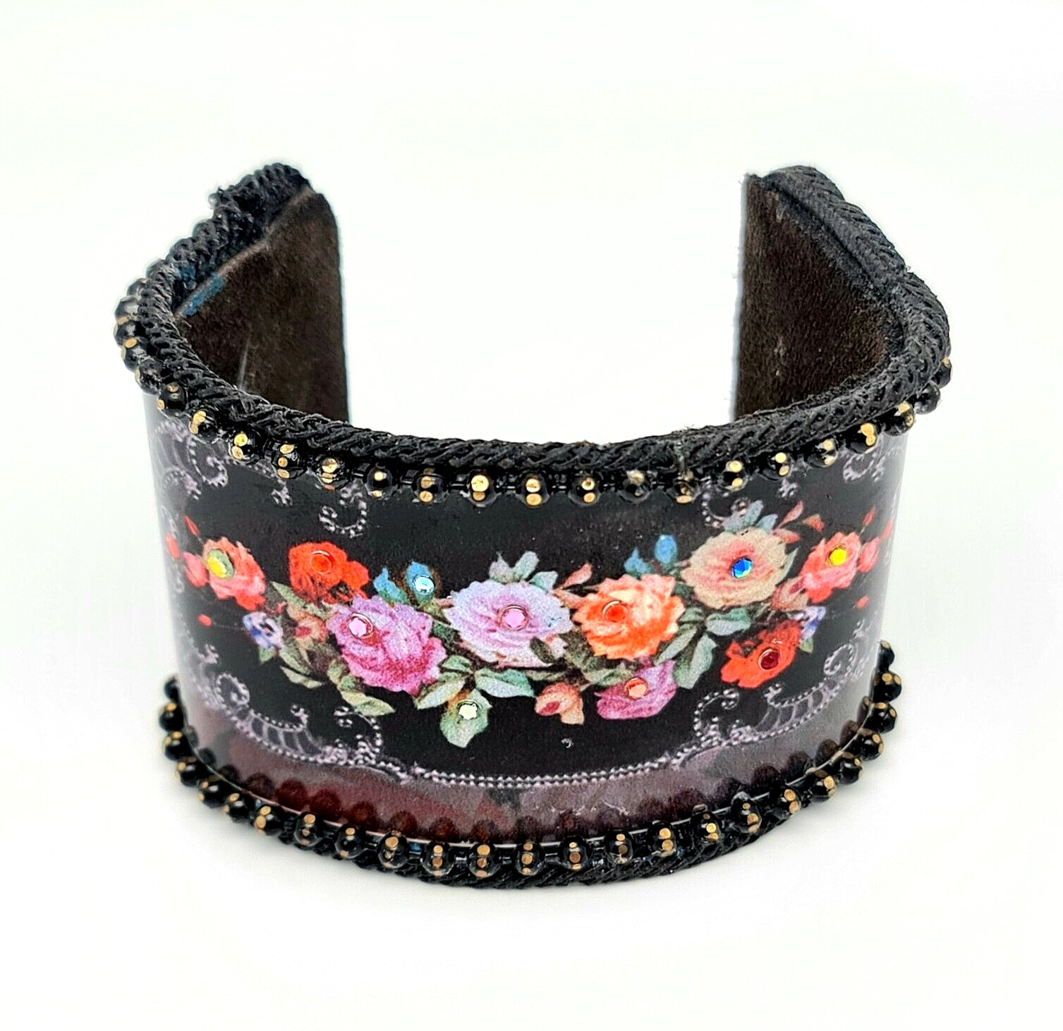 Lovely Michal Negrin Plastic Bangel Bracelet With Flowers Unique #651# gallery