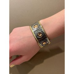 Vintage Brass & Copper Cuff Bracelet Tribal Geometric Design