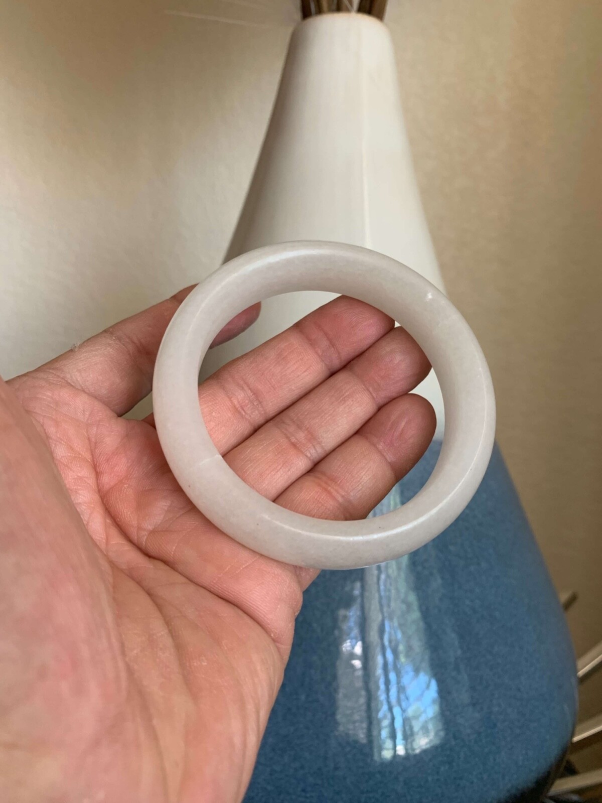 Gorgeous White Real Jade Bangle Bracelet Good Luck Fortune Wealth Peace 55 56 mm gallery