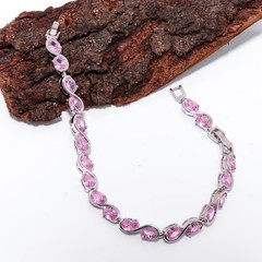Pink Sapphire – Simulated 925 Sterling Silver Adjustable Bracelet 7-8″ B141443