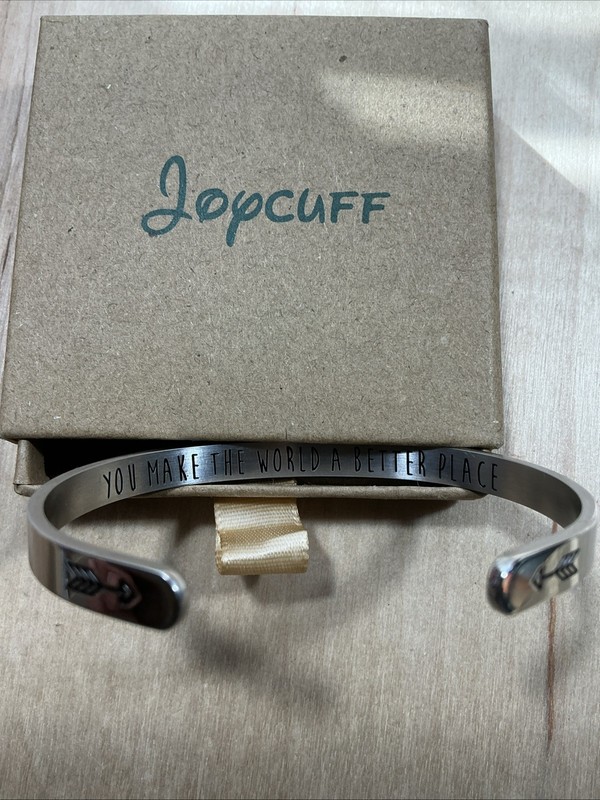 Joycuff Engraved Cuff Bracelet- You Make The World A Better Place! Encouragement gallery