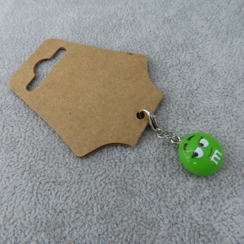 CHOCOLATE CANDY Charm Zipper Pull Keychain Add On Clip Dangle Green Lady M&Ms gallery